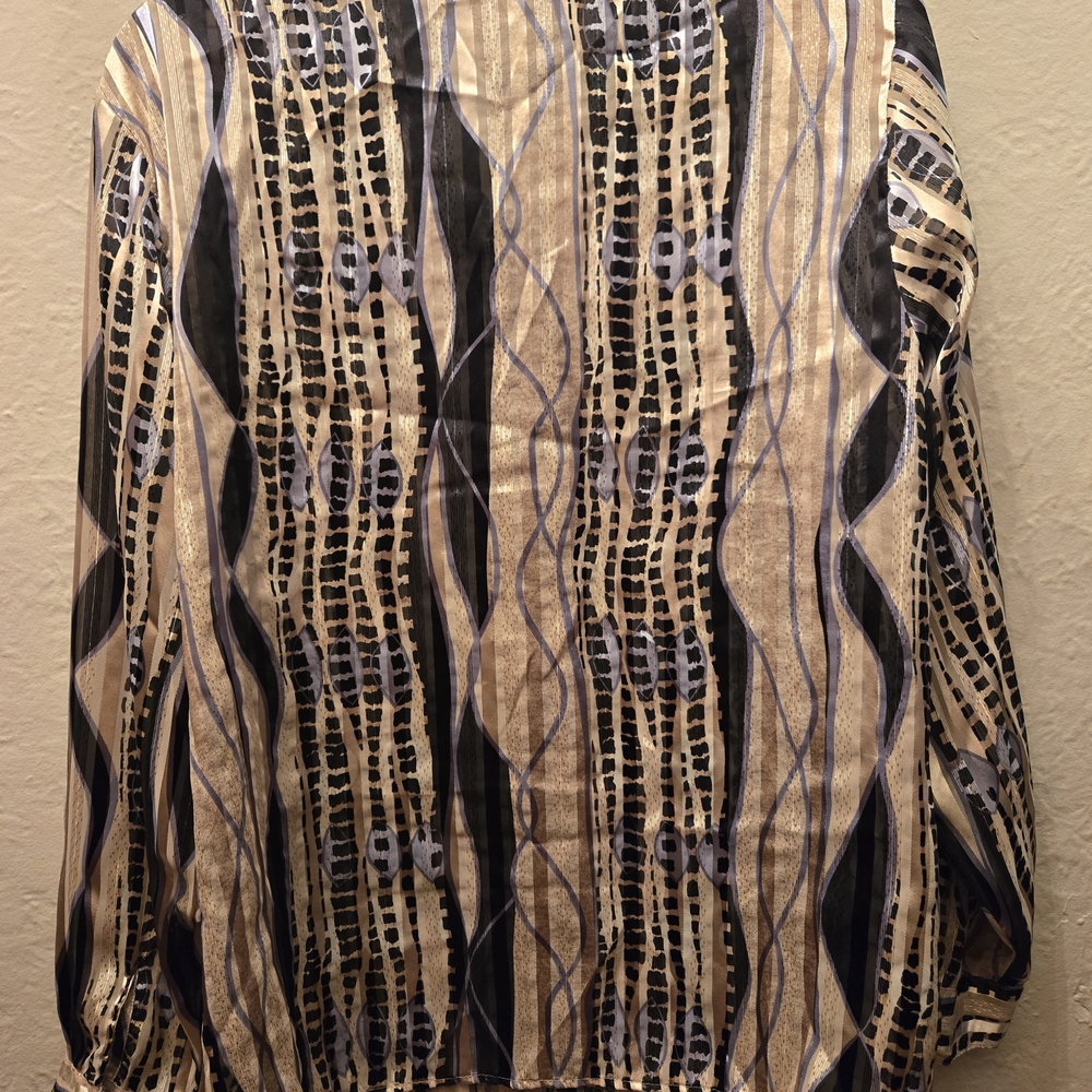Y2K Sheer Abstract Animal Print Button Up Blouse Yves St Clair L - Picture 9 of 10